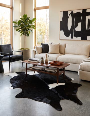 5' 3 x 6' 9 Cowhide Leather Rug