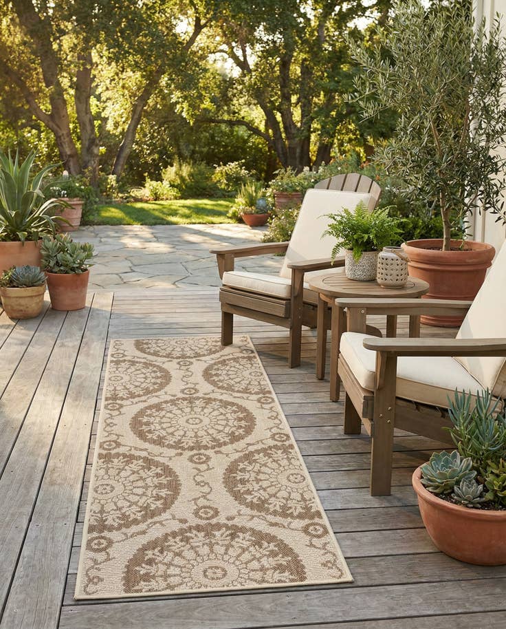 Detail image of 2' 2 x 6' Easy-Clean Botanical Indoor / Outdoor Runner Rug