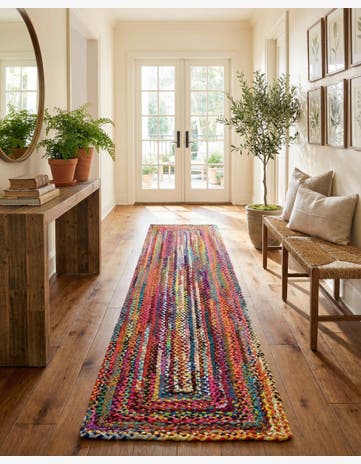 Handmade Braided Chindi Runner Rug
