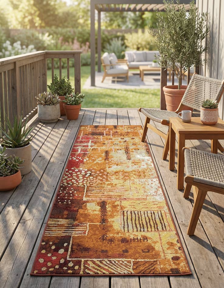 Detail image of 2' x 6' Washable Modern Indoor / Outdoor Runner Rug