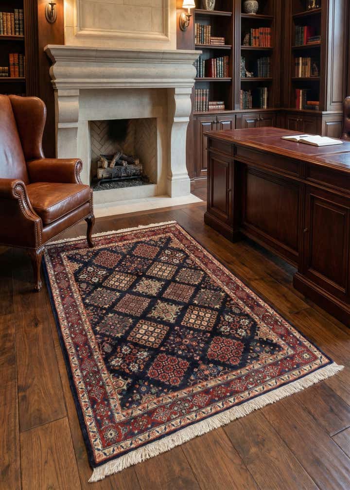 3' 5 x 5' Hand Knotted Sarough Persian Wool Rug