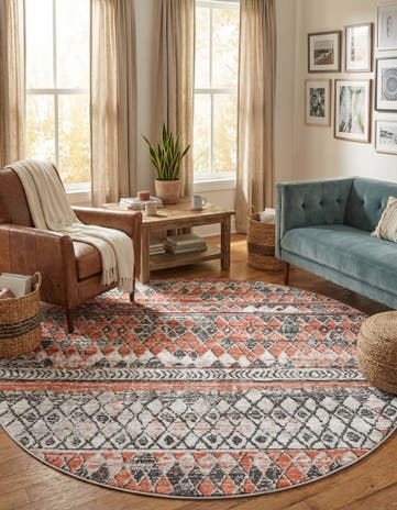 Salmon Leipzig Round Rug