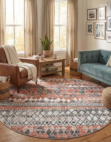Salmon Leipzig Round Rug