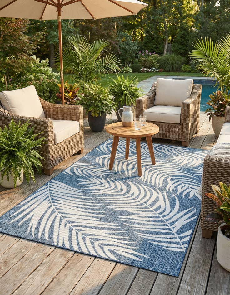 Detail image of 5' 3 x 8' Washable Botanical Indoor / Outdoor Rug