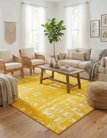 Yellow Lennon Square Rug
