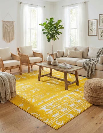 Yellow Lennon Square Rug