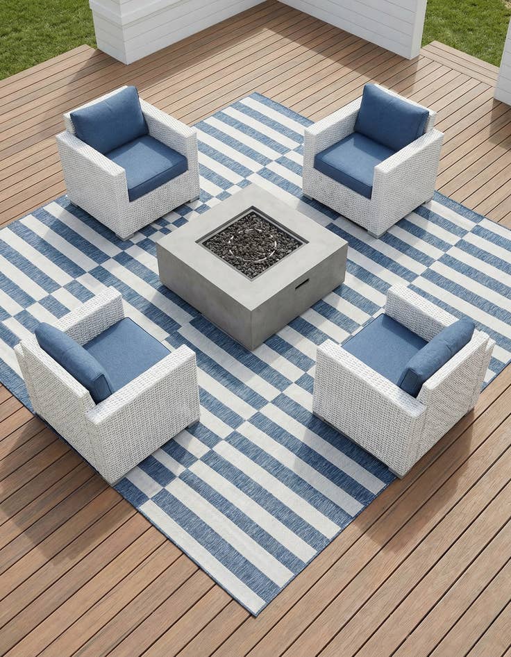 Detail image of 10' x 10' Washable Striped Indoor / Outdoor Square Rug