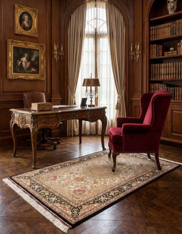 2' 7 x 4' Ghom Silk Rug