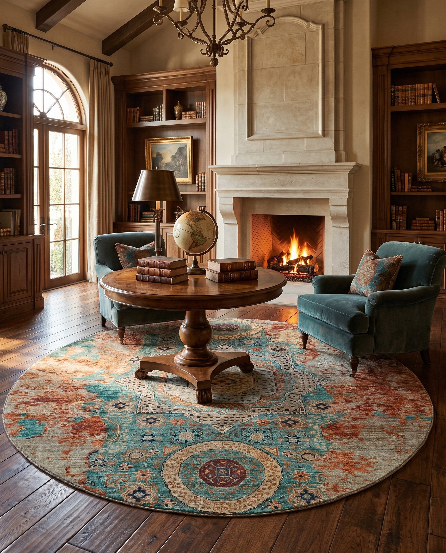 9' 6 x 9' 7 Hand Knotted Mamluk Ziegler Round Rug