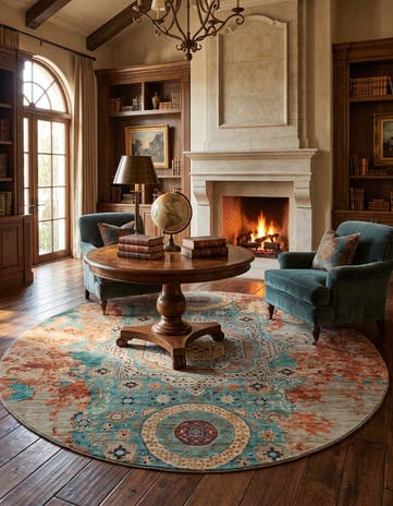 9' 6 x 9' 7 Hand Knotted Mamluk Ziegler Round Rug