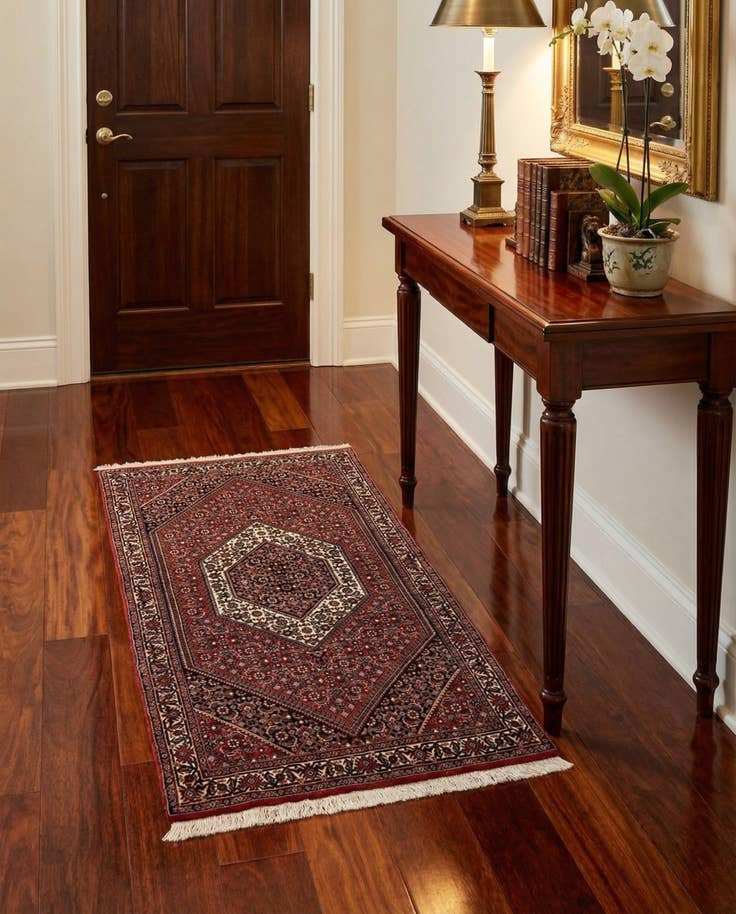 Detail image of 2' 4 x 4' 11 Bidjar With Silk Runner Rug