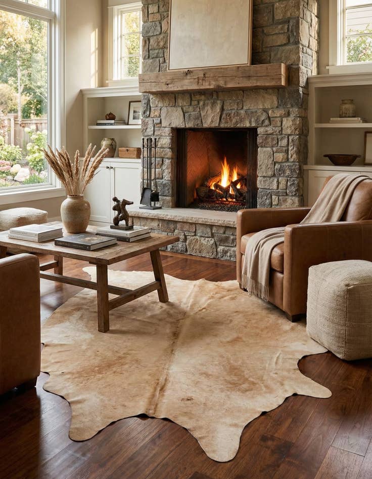 Detail image of 5' 11 x 7' 1 Cowhide Leather Rug