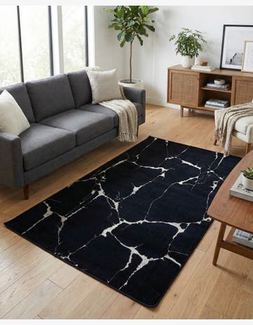 Navy Blue and Silver Vogue Geo Rug