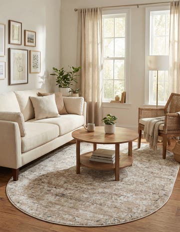 Beige Oregon Oval Rug