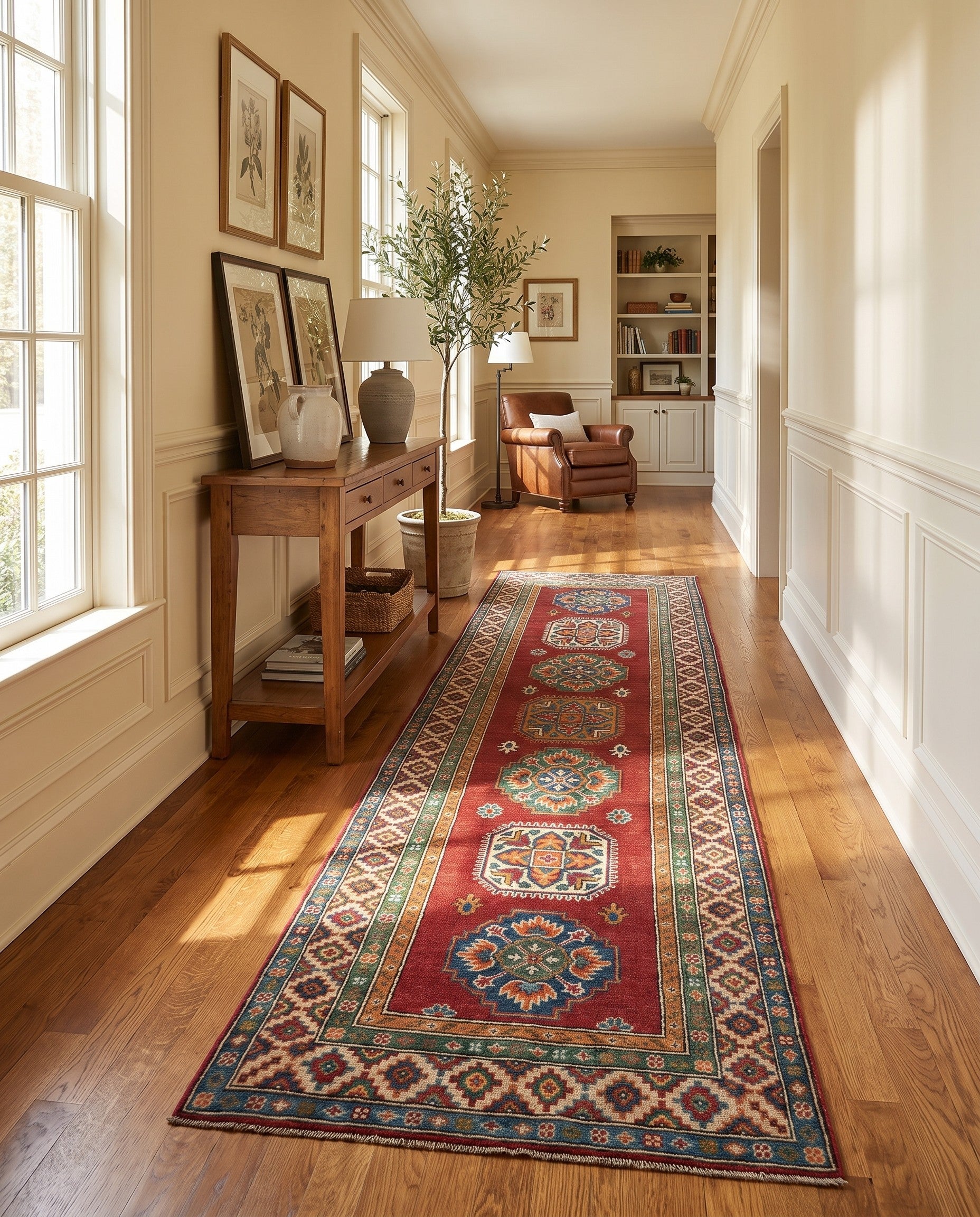 2' 9 x 9' 7 Hand Knotted Kazak Runner Rug