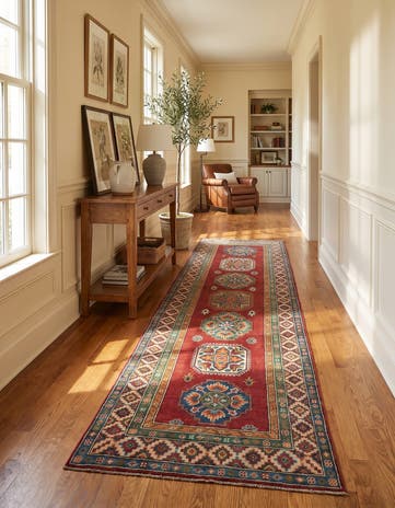 2' 9 x 9' 7 Hand Knotted Kazak Runner Rug
