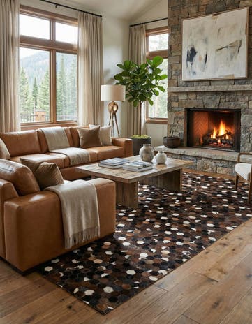 5' 1 x 8' Cowhide Leather Rug