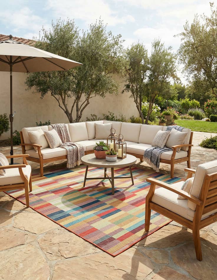 Detail image of 7' 10 x 7' 10  Washable Baja Indoor / Outdoor Square Rug