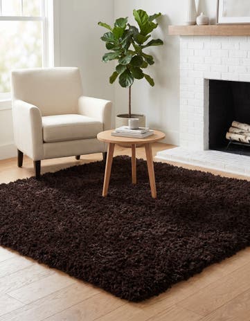 Onyx Black Infinity Shag Square Rug