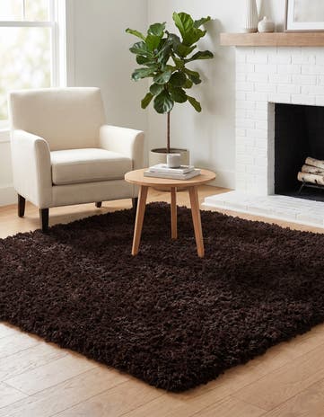Onyx Black Infinity Shag Square Rug