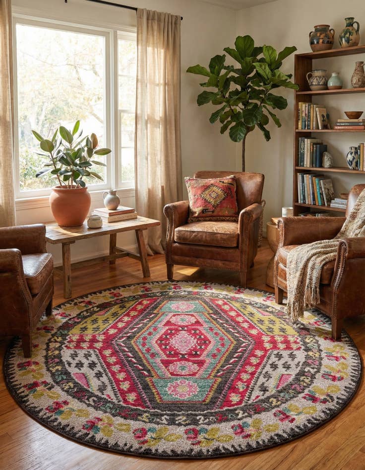 Detail image of 6' x 6' Washable Mesa Round Rug