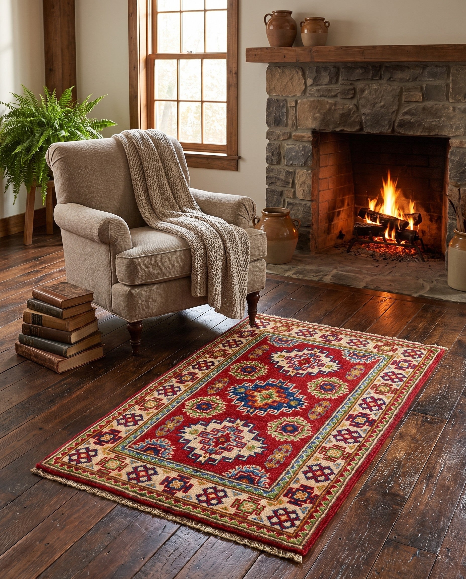 2' x 3' 3 Hand Knotted Kazak Rug