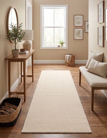 Ivory Monochromatic Bouclee Runner Rug