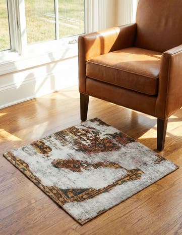 3' 6 x 3' 9 Hand Knotted Ultra Vintage Persian Wool Square Rug