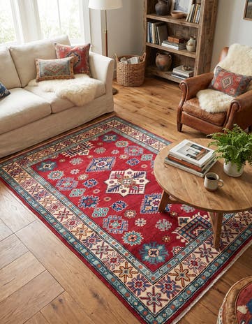 4' x 5' 7 Hand Knotted Kazak Rug