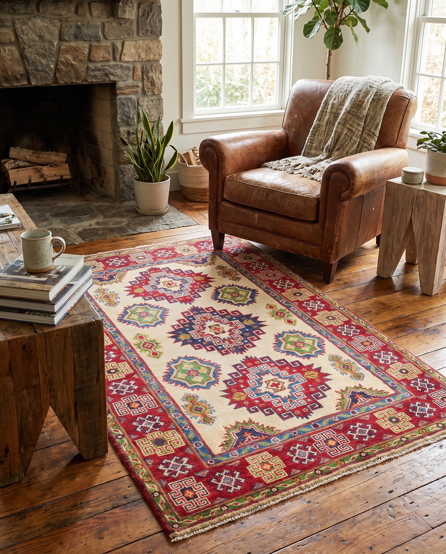 3' 3 x 5' Hand Knotted Kazak Rug