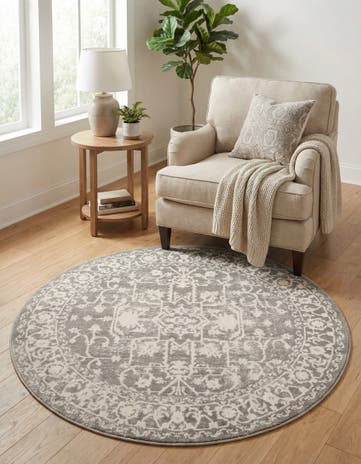 Light Gray Modern Classical Round Rug