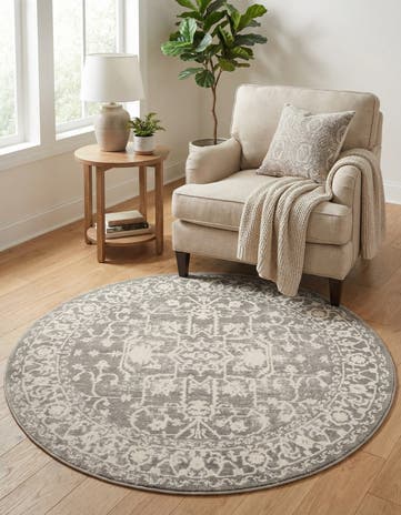 Light Gray Modern Classical Round Rug