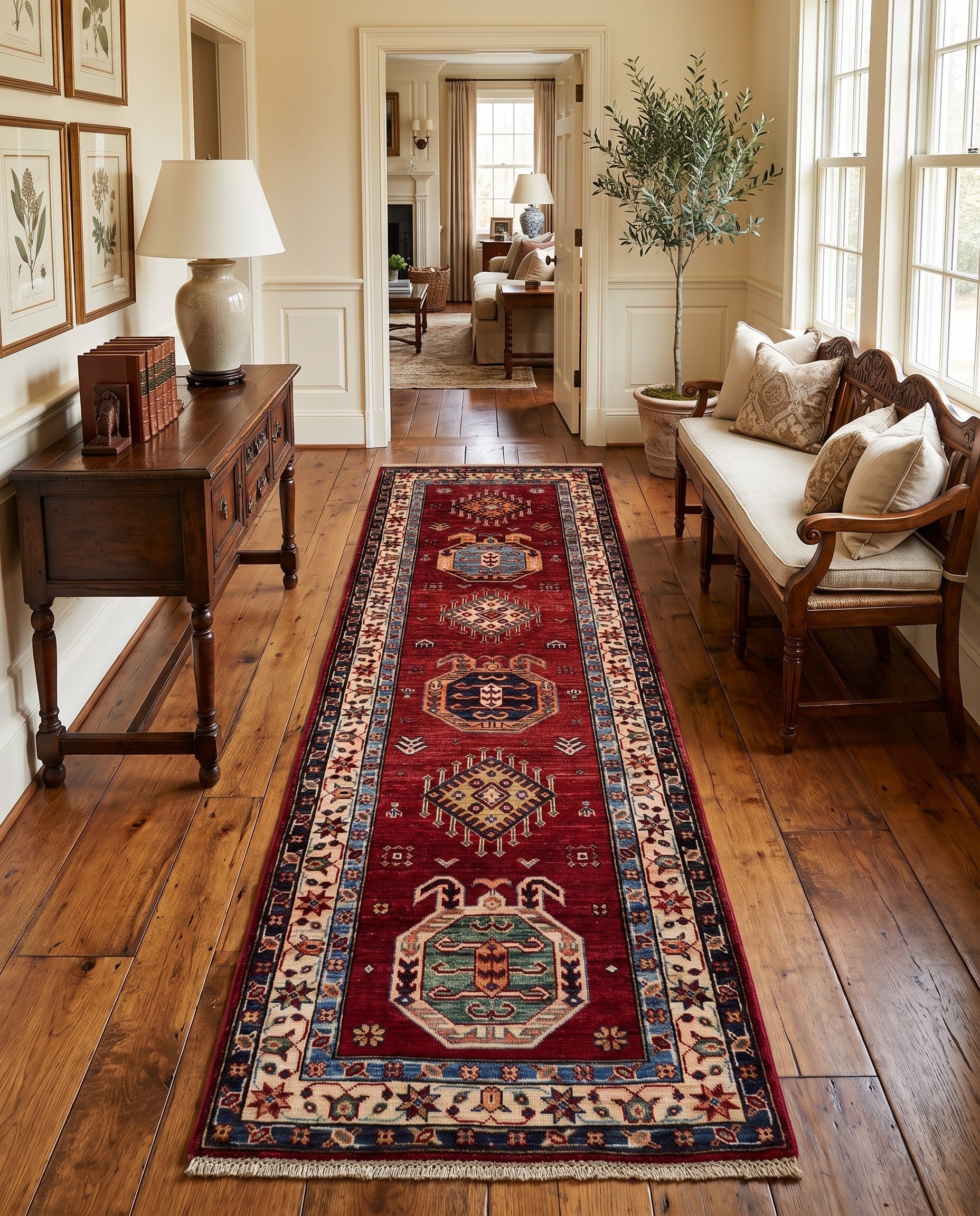 2' 7 x 6' 11 Hand Knotted Kazak Runner Rug