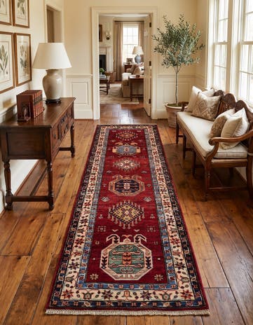 2' 7 x 6' 11 Hand Knotted Kazak Runner Rug