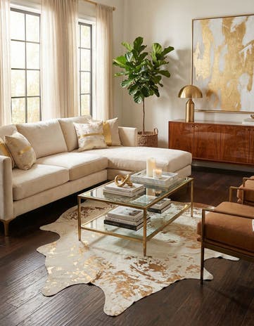 6' 8 x 7' 4 Cowhide Leather Rug