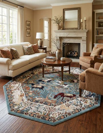 7' 10 x 7' 10 Nain Design Octagon Rug