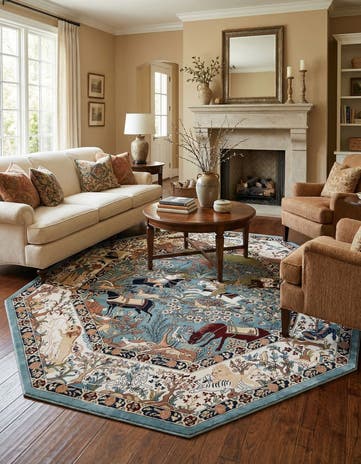 7' 10 x 7' 10 Nain Design Octagon Rug