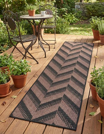 Brown Easy-Clean Modern Indoor / Outdoor Runner Rug