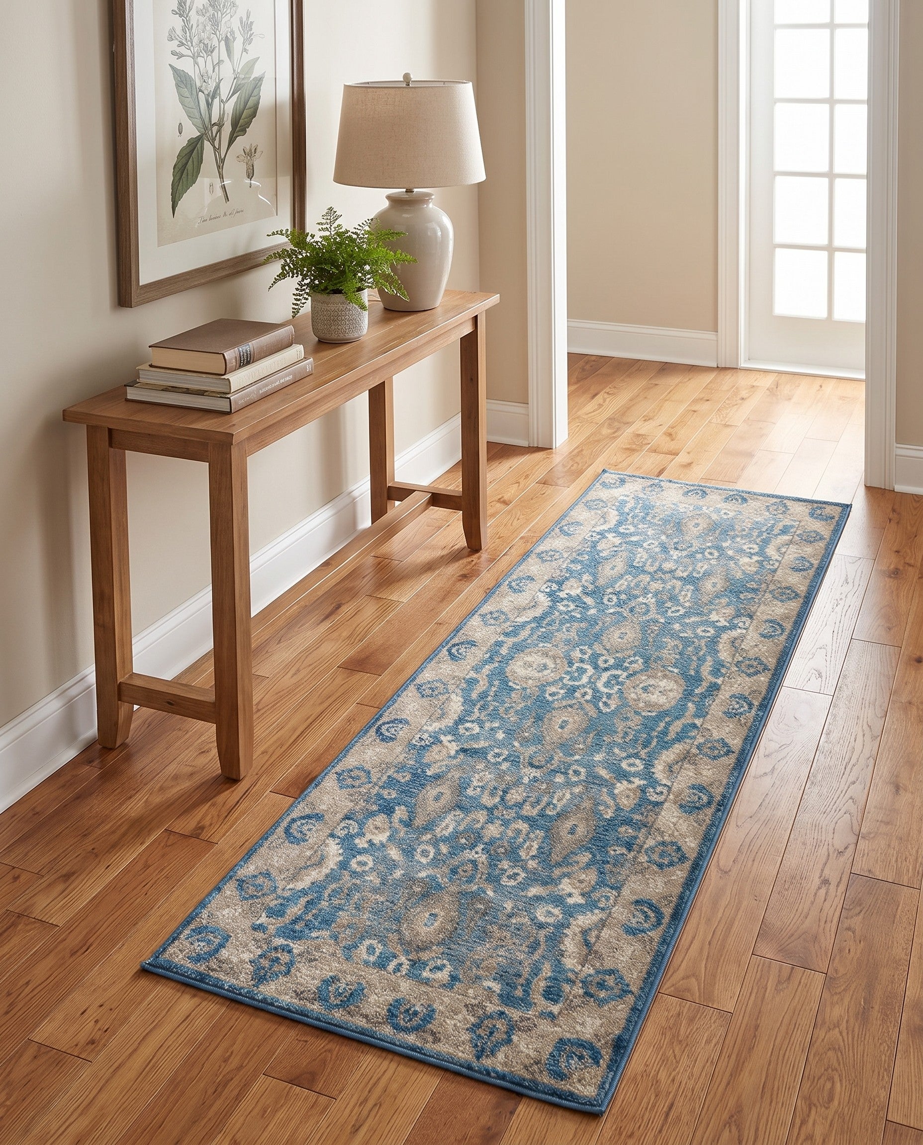 Light Blue Vienna Runner Rug