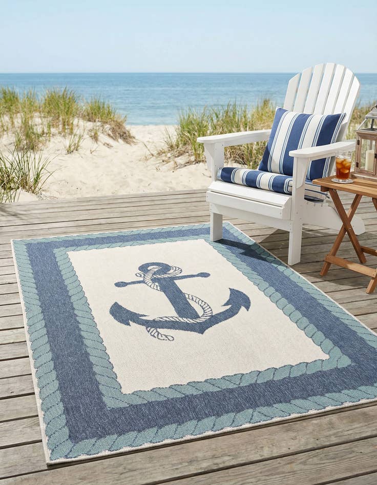 Detail image of 4' x 6' Washable Coastal Indoor / Outdoor Rug