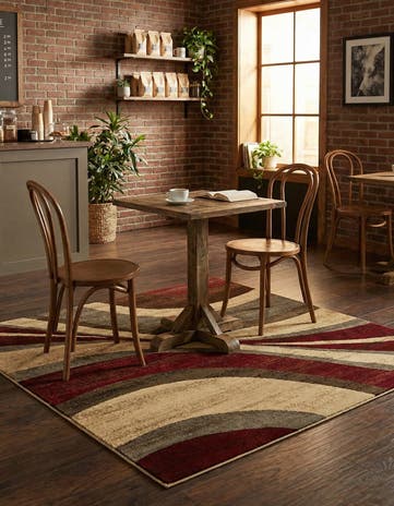 Beige Cafe Square Rug