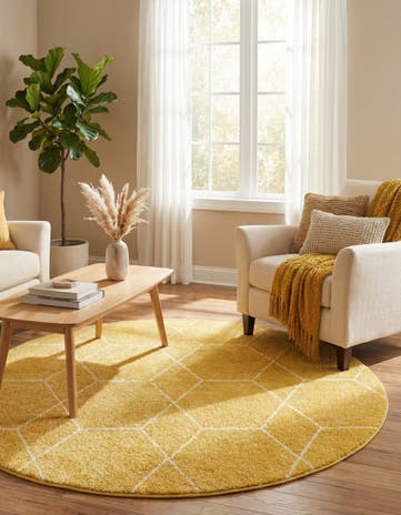 6' x 6' Lattice Frieze Round Rug