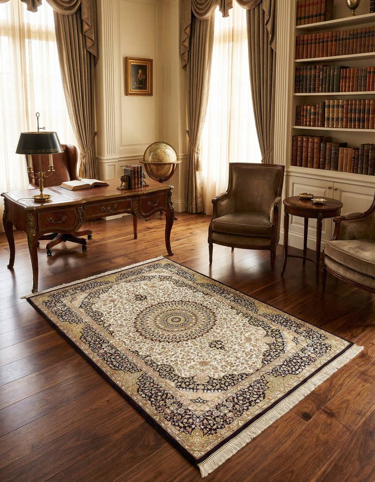 Detail image of 3' 3 x 4' 11 Ghom Silk Rug