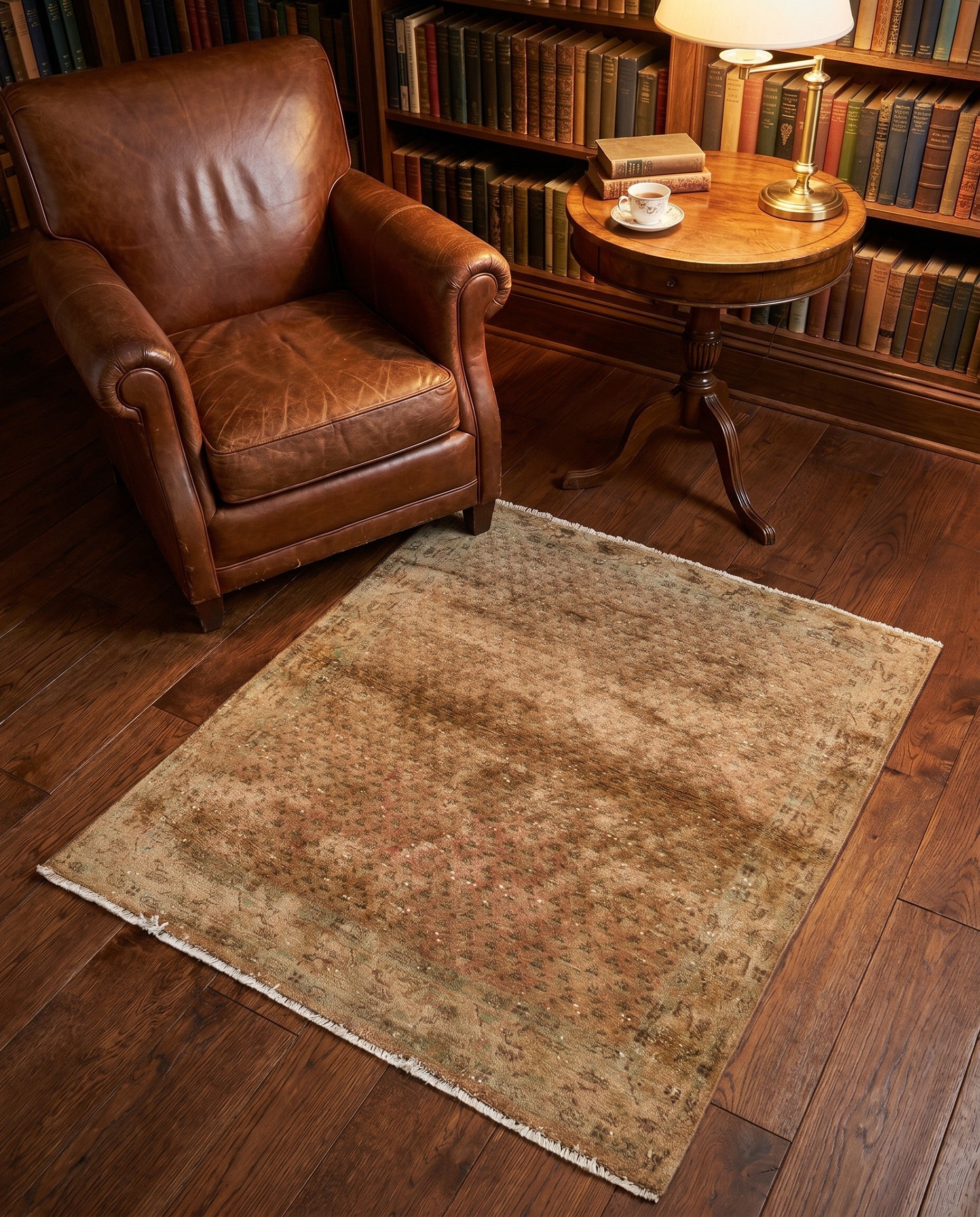 3' 8 x 4' 10 Hand Knotted Hamedan Persian Wool Square Rug