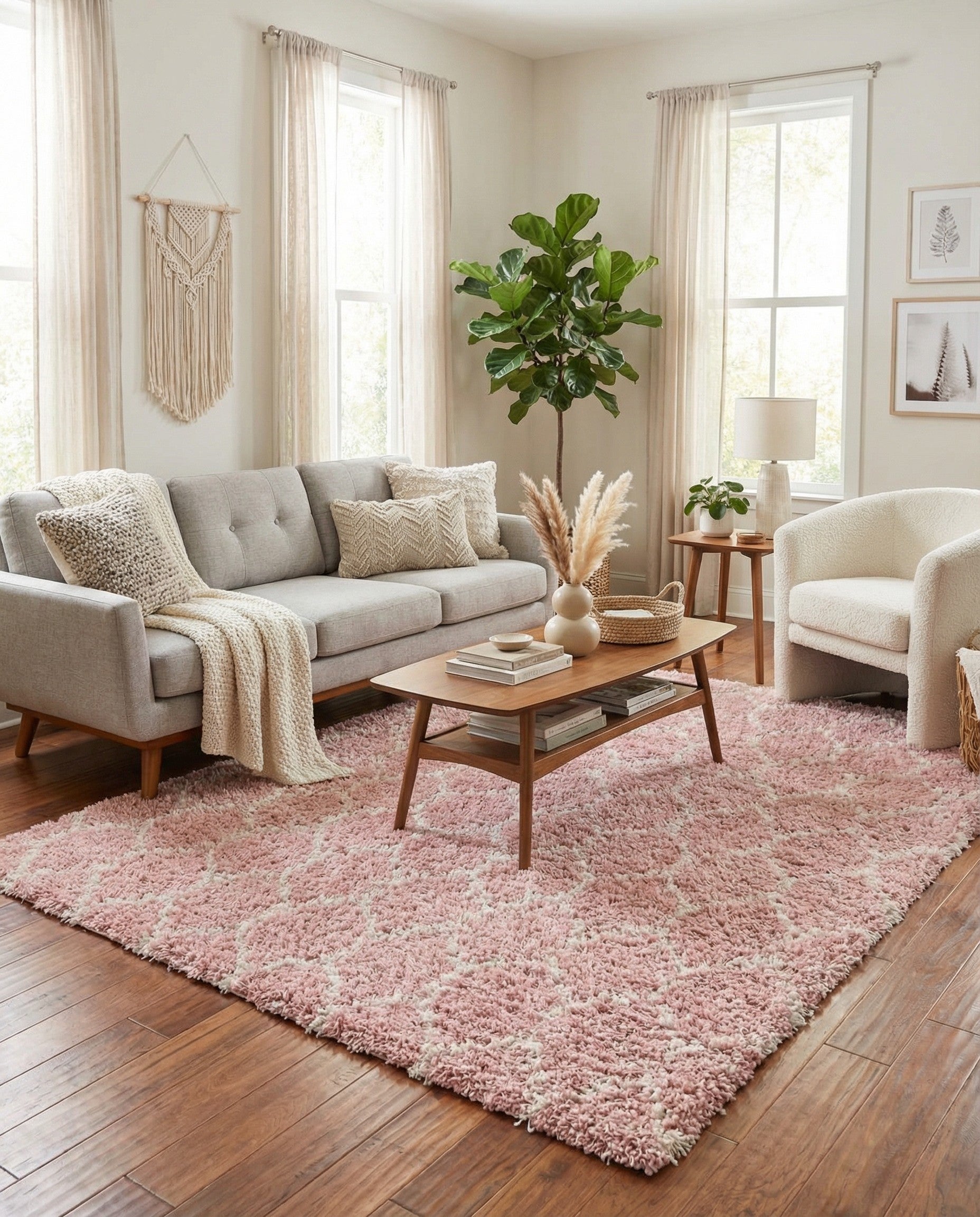  5' 3 x 8' Lattice Shag Rug