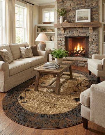 Beige Cafe Oval Rug