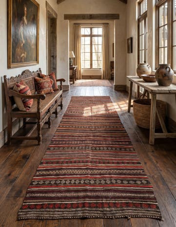 5' 9 x 12' 1 Hand Woven Kilim Fars Wool Runner Rug