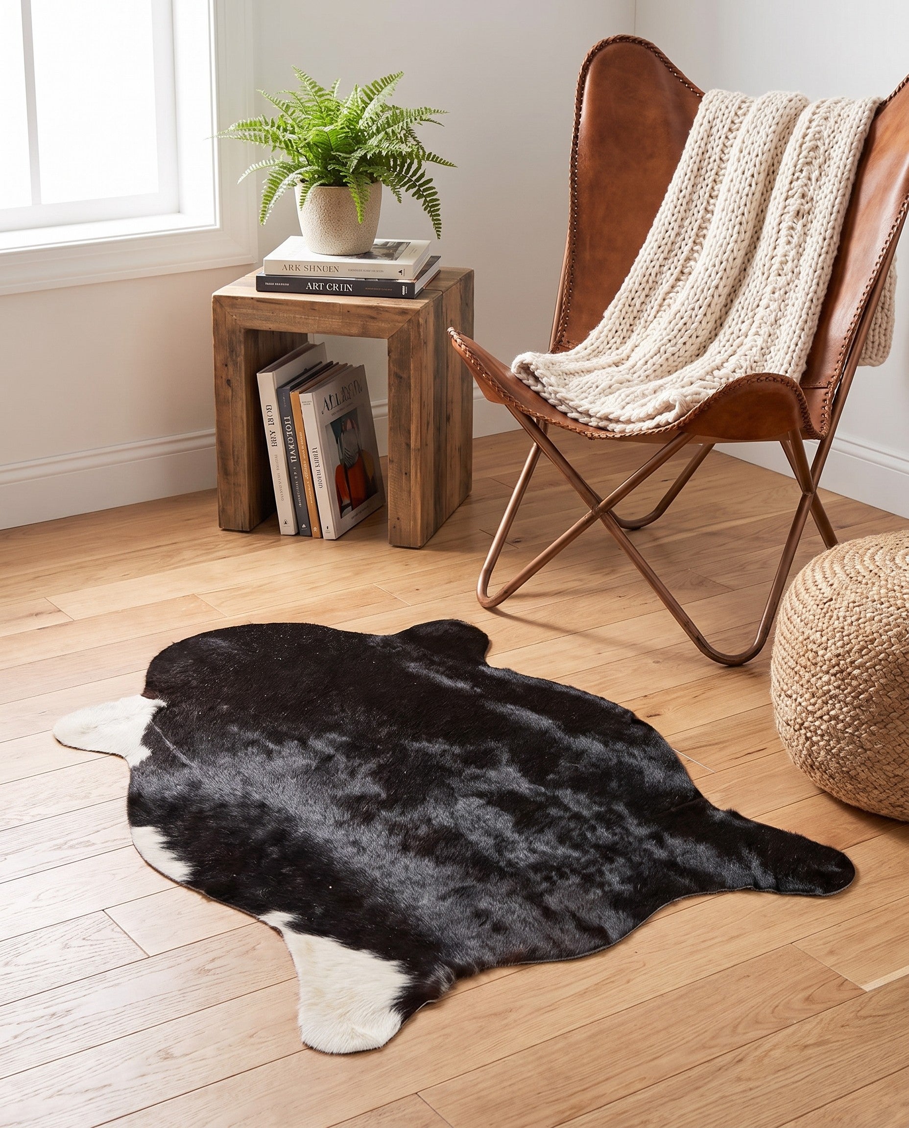 2' 1 x 2' 10 Cowhide Leather Rug