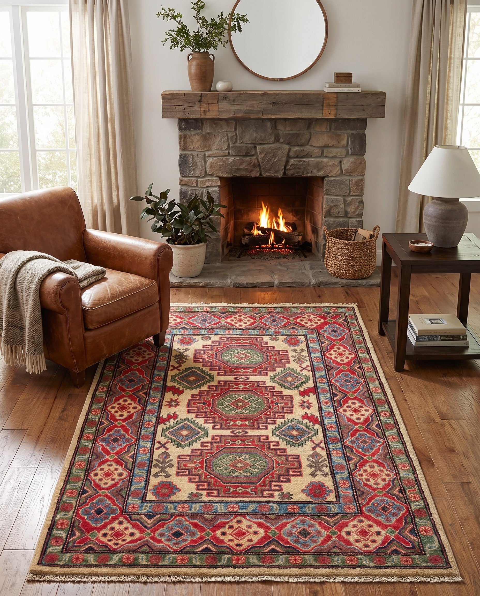 3' 3 x 5' 2 Hand Knotted Kazak Rug