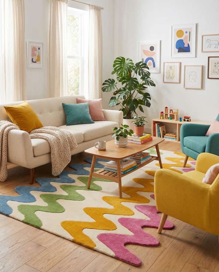 5' 1 x 8' Happy Rugs Wavy Wool